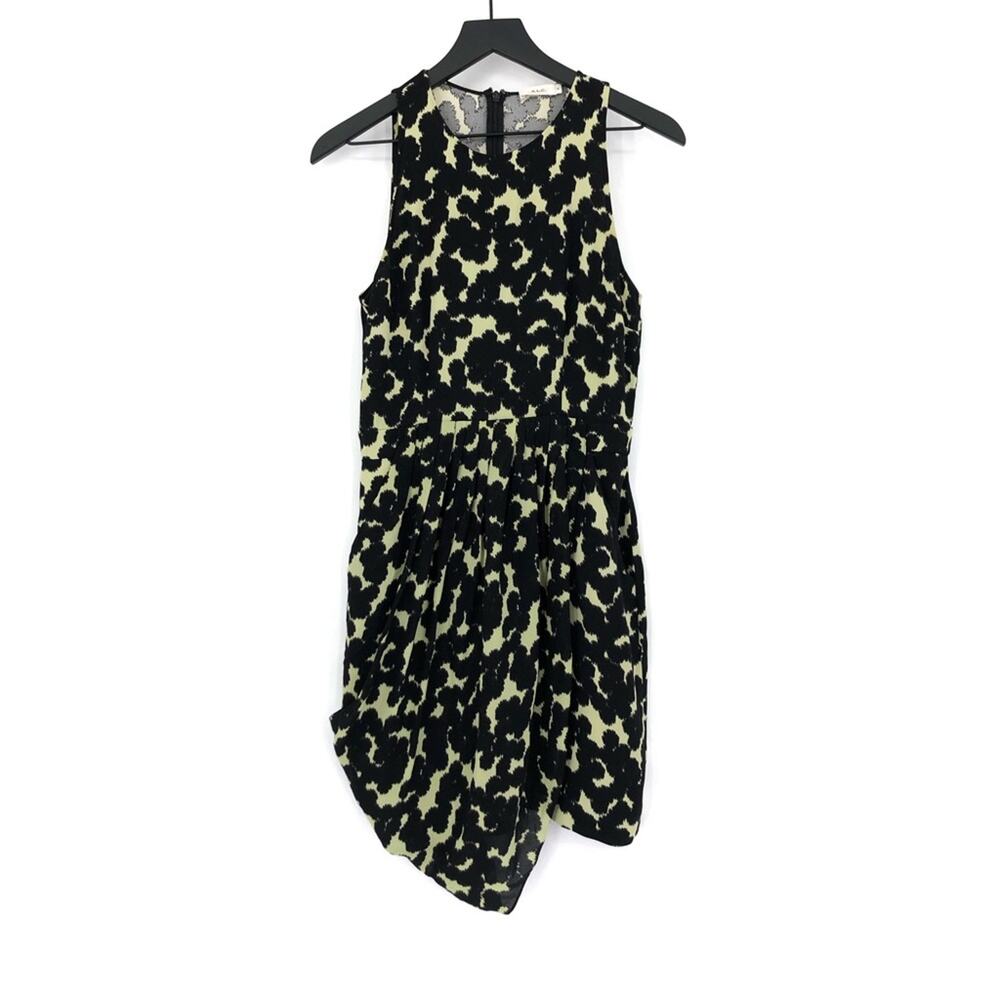 A.L.C. Silk Mini Dress Black Light Green 6
